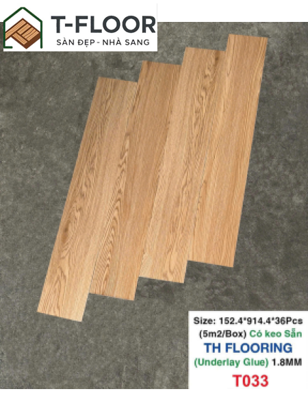 Sàn nhựa có keo sẵn 1.6mm - Mã T033